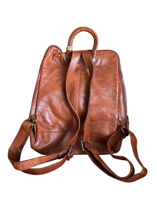 Vilenca Holland Emilia Woven Genuine Leather Woven Backpack Cognac Brown main image 9